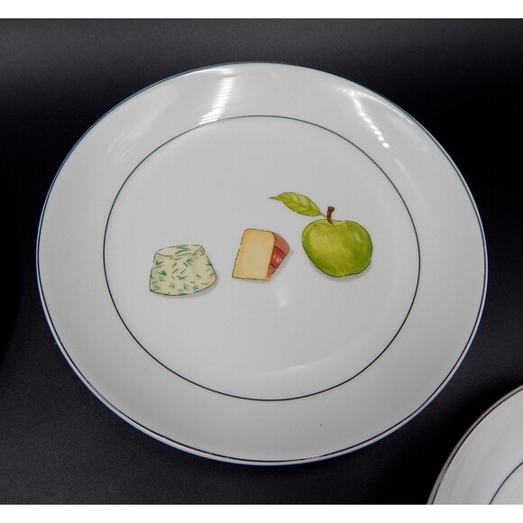 Crate And Barrel Nancy Green Fruit Fromage Appetizer Cheese Plates 6-1/2 In S/6 - Picture 3 of 8